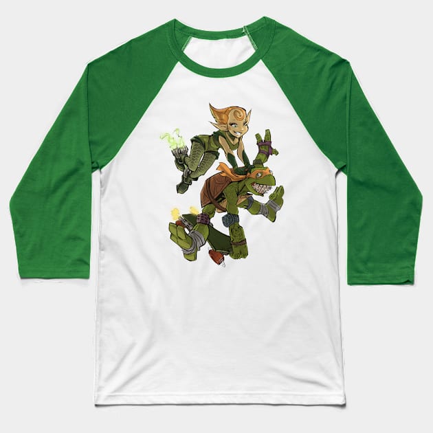 TMNT Mikey and Neutrino Kala Baseball T-Shirt by markodjeska